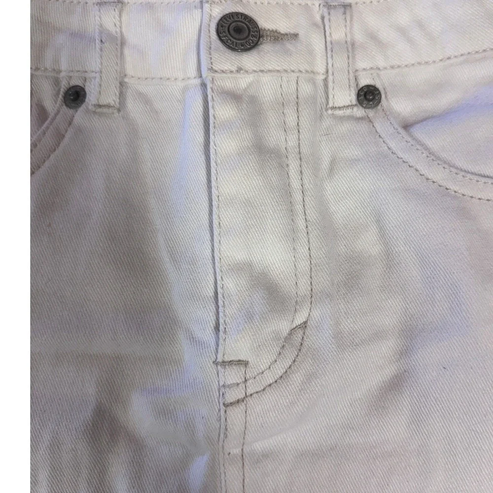 Levis Girls White Distressed Denim Mini Skirt Raw Hem Size 10 Regular